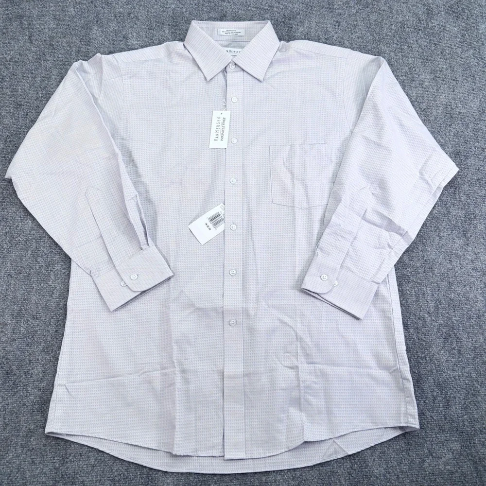 Van Heusen Dress Shirt Mens 16 32 33 Large‎ Light Purple Broadcloth Wrinkle Free - Picture 4 of 14